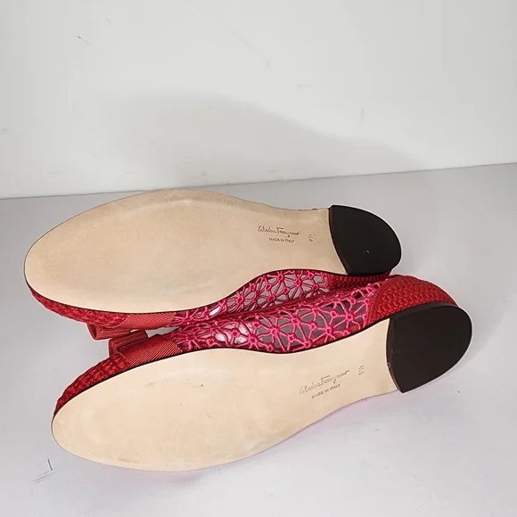Salvatore Ferragamo Variner Knit Ballet Flat Sandals in Pink Size 9.5